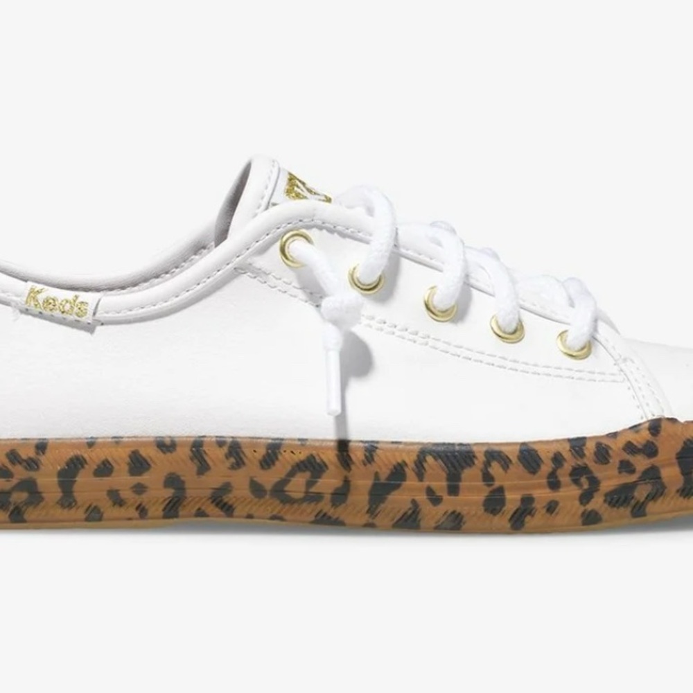 Keds White Sneakers with Leopard Print Sole - Picture 10 of 13